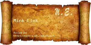 Mink Elek névjegykártya